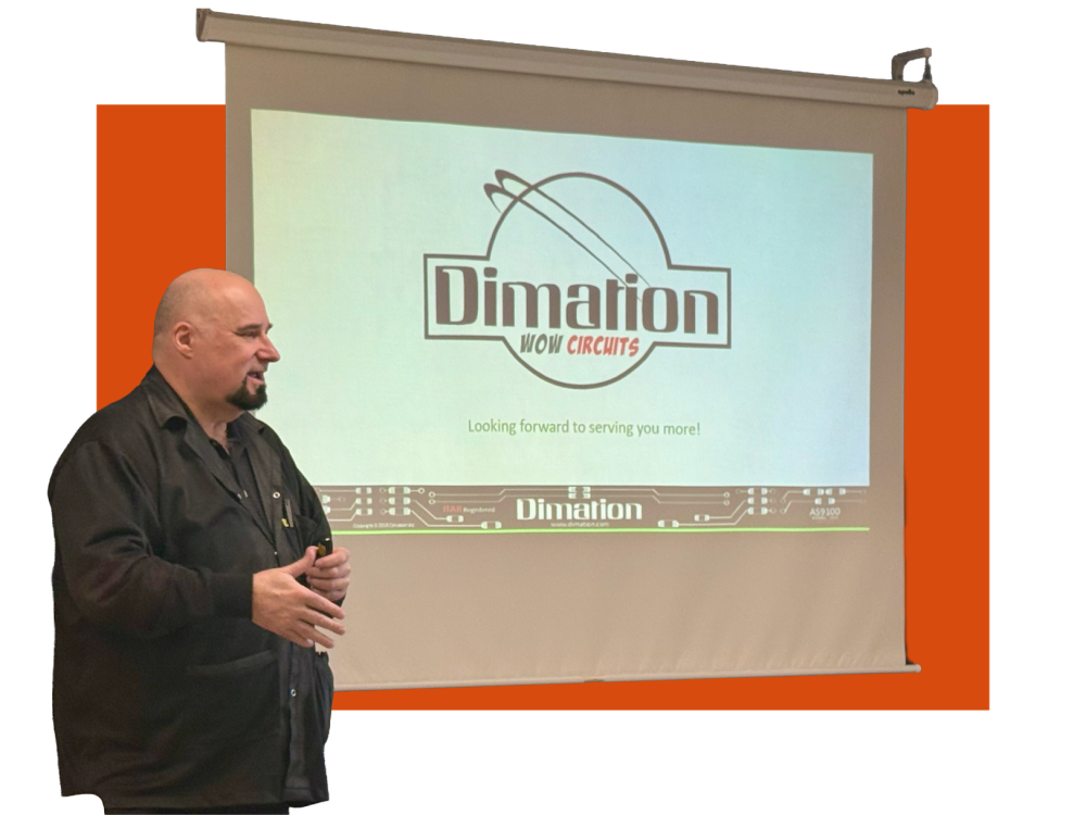 Man speaking with powerpoint presentation